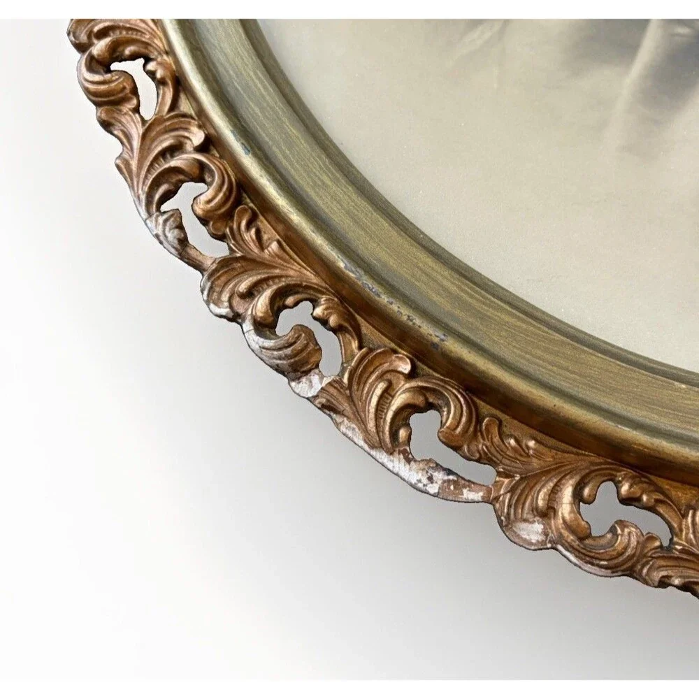 Antique Victorian Oval Gold Gilt Frame Ornate Portrait Photo Woman Art 24x19.5